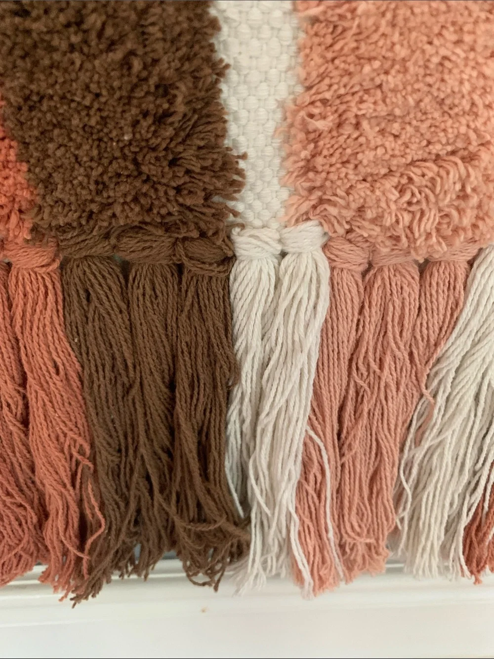 Boho Rainbow Fringe Wall Tapestry - Cream & Earth Tones